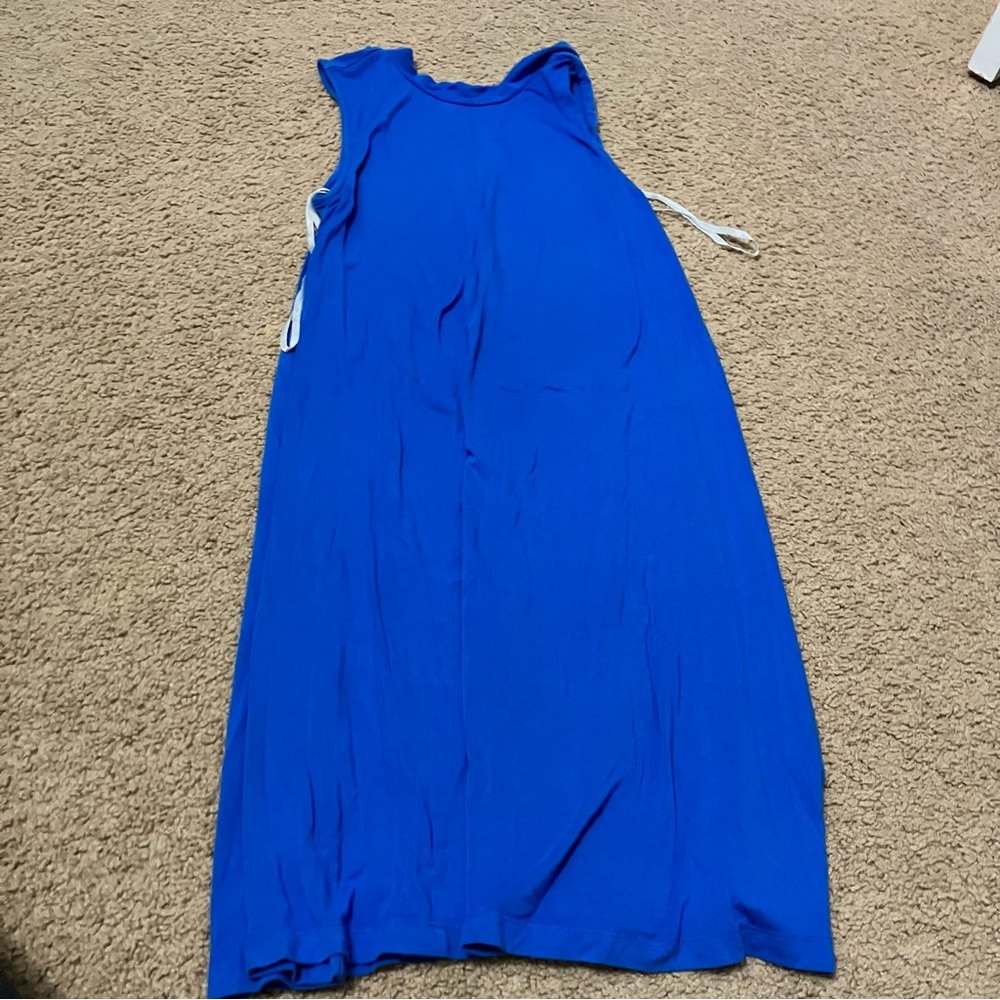 Royal blue sleeveless maternity dress